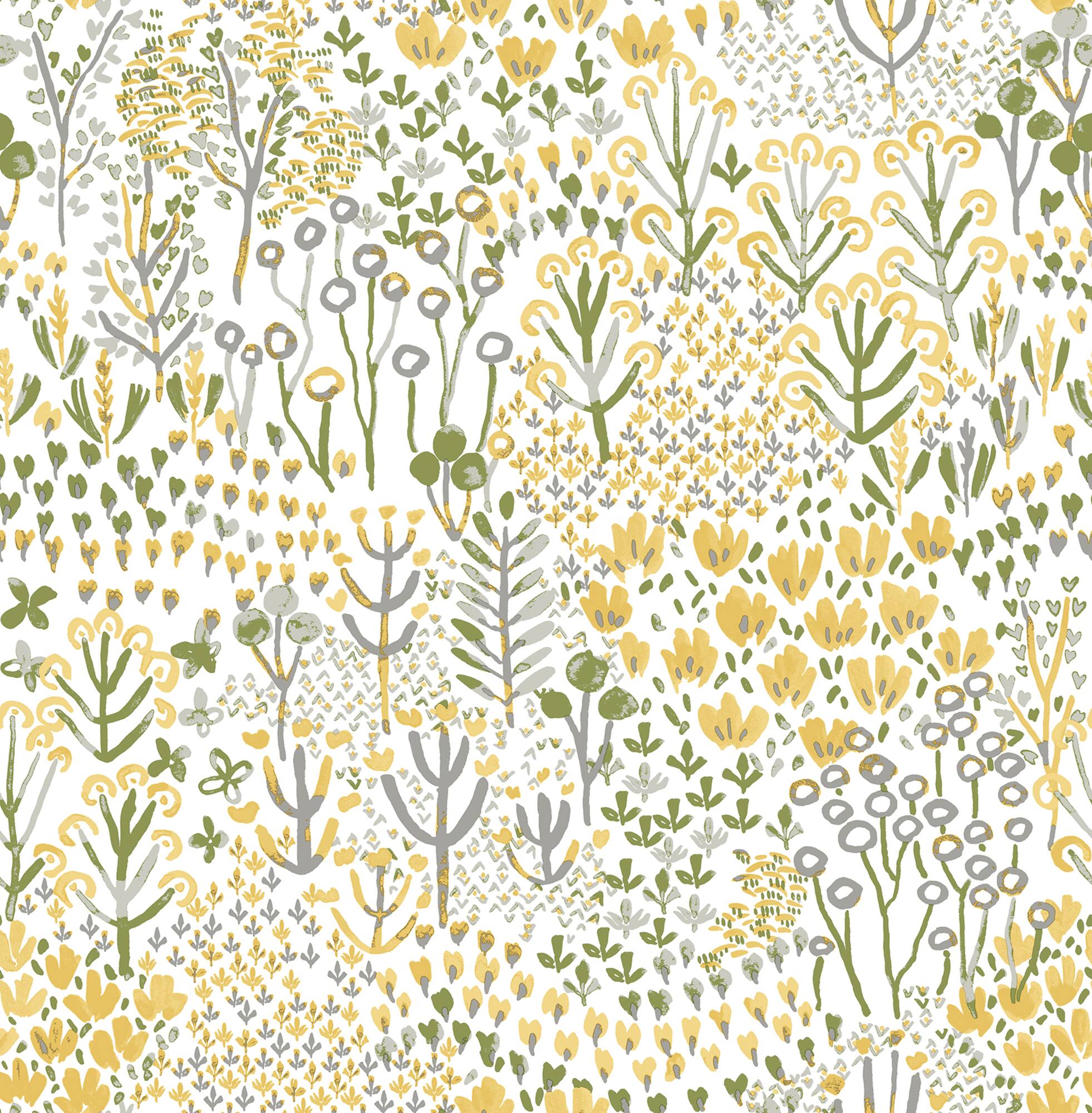 NuWallpaper Flower Parade Yellow Peel & Stick Wallpaper